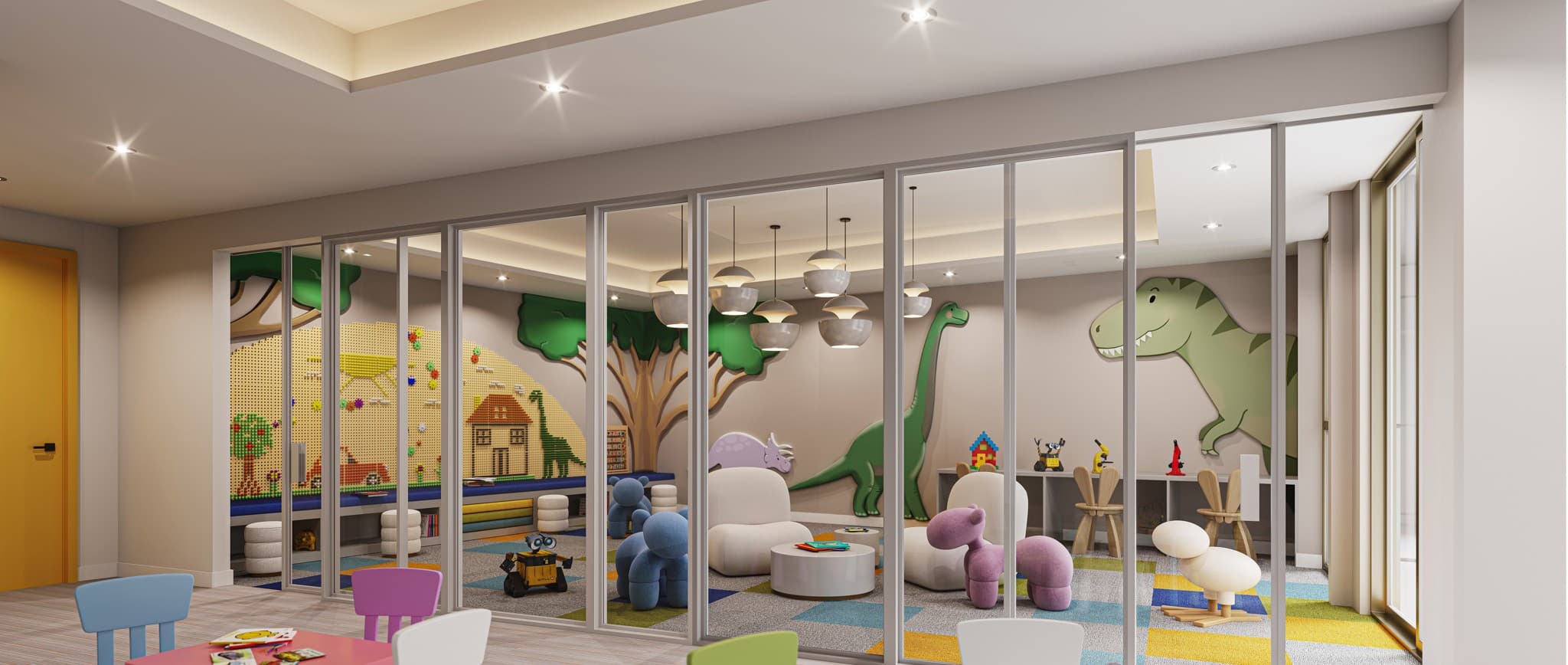 Luxury condominium kids play